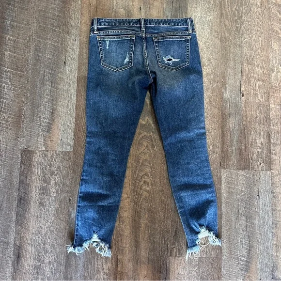 Moussy Denim Distressed Frayed Hem Skinny Ankle Jeans Sz 26 Raw Hem Japanese - Picture 6 of 6